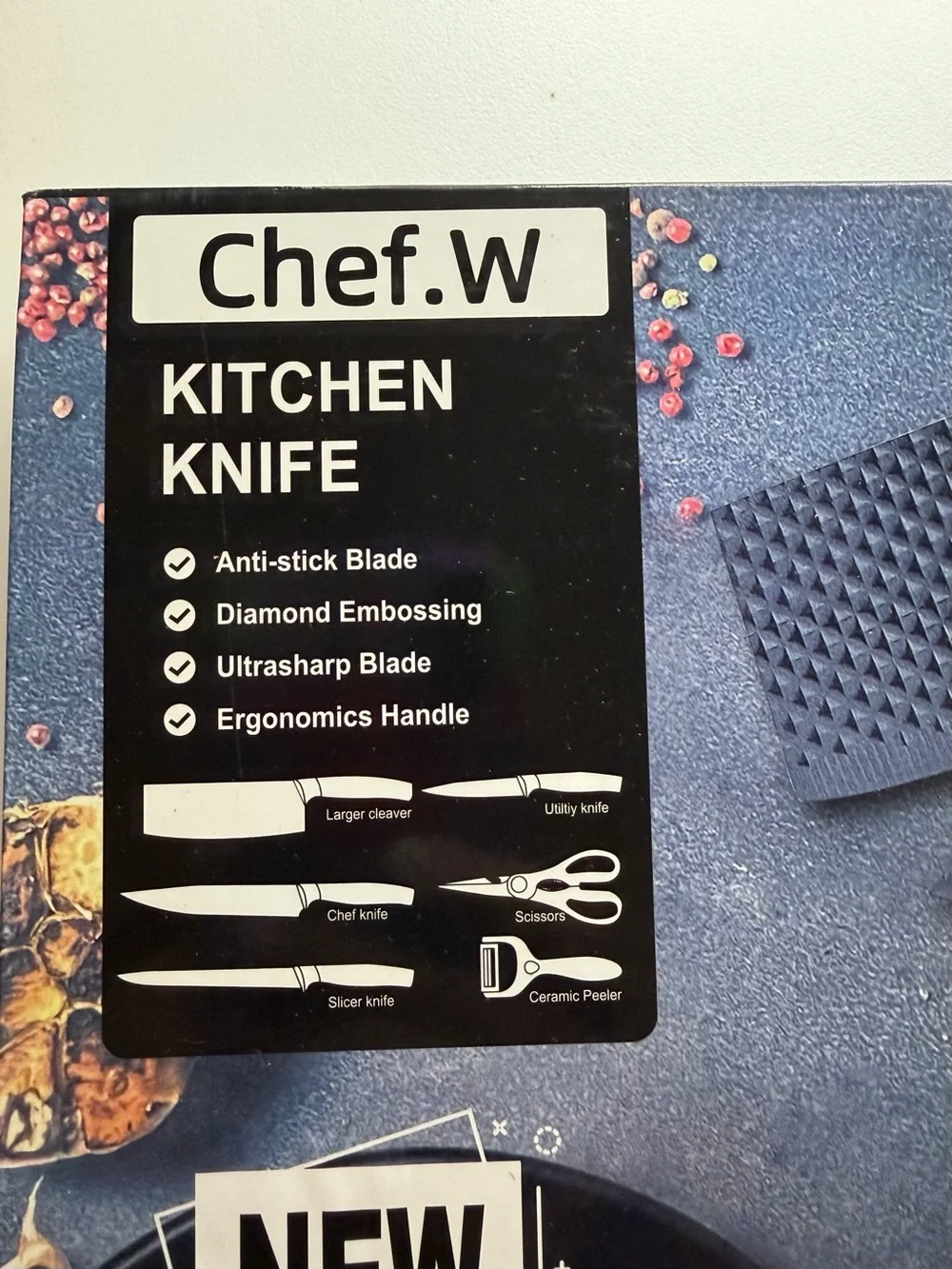 Chef.W Kitchen Knife Set - Black Blades with Brown Handles